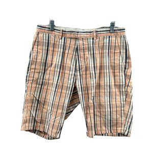 Club Monaco New York Plaid Chino Shorts Mens 32 Cotton Casual Comfort
